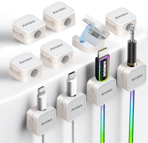 Magnetic Cable Clips Cord Organizer Holder,10-Pack Cable Management Cord Clips,Adhesive Phone Cable Wire Charger Cord Holder For Nightstand Desk Charging Cords Wall Car Desktop Office (10, white) - Image 1