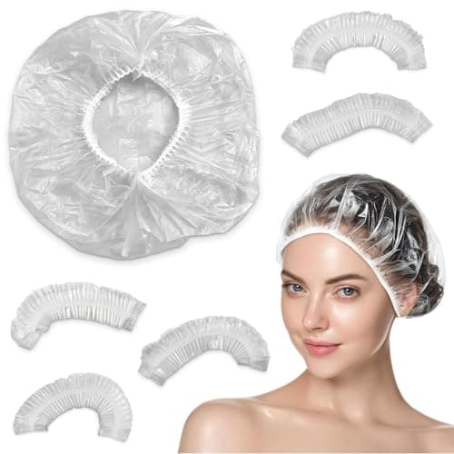 100 PCs Shower Caps for Women Disposable – Plastic Hair Cap for Salon, Spa, Travel, and Home Use – Waterproof, Comfortable, Lightweight, and Secure Disposable Shower Caps for Women Hair Protection - Image 1