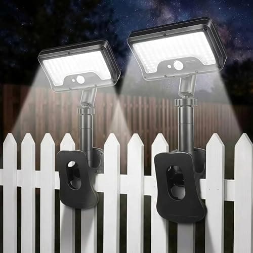 CVchancin Solar Lights Outdoor, Motion Sensor Clip On Lights for Fence Gutter, 92 LED 600LM IP65 Waterproof Security Lights, Solar Powered Motion Activated Light for Deck Patio Yard (2) - Image 1
