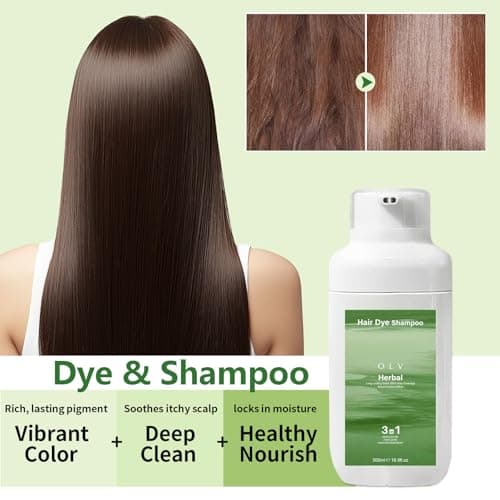 OLV Hair Dye Shampoo 3 in 1, Hair Color Shampoo for Gray Hair 500ML Ammonia-Free Instant Hair Dye Shampoo for Men & Women, Natural Color, Lasts 30 Days (16.9fl.oz/Chestnut Brown) - Thumbnail 4