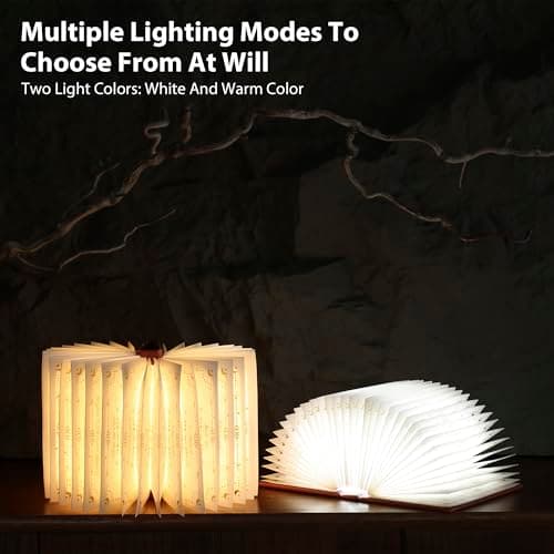 ZBOLE Magic Truth Book Light - Rechargeable LED Book Lamp for Home Decor, Ideal Christmas & Bookworm Gifts with Gold Foil Embossed Cover, Warm White Light for Entertainment & Relaxation (Red) - Thumbnail 6