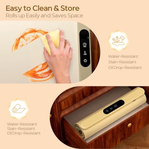 Food Warming Mat with Protective Table Mat, Graphene Fast Full-Surface Heating Mat, Electric Warming Tray with 6 Temperature and 6HoursTimer, Portable Rollable Food Warmer Perfect For Parties Buffet - Thumbnail 6