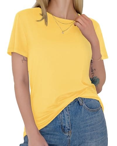 GAYHAY Yellow T Shirts for Women - Short Sleeve Spring Summer Tops Soft Basic Tees Beach Vacation Clothes for Casual 2026 - Image 1