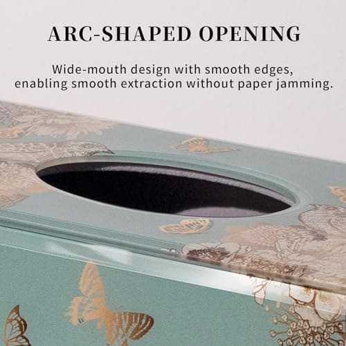 Timetrace Glass Tissue Box Cover Rectangle-Floral and Butterfly Pattern Decorative Tissue Holder with Velvet Lining for Home Decor, Living Room, Bedroom, Kitchen, Office & Christmas/New Year Gifts - Thumbnail 5