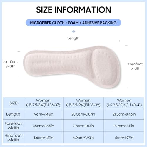 XINIFOOT High Heel Inserts for Women, 3/4 Length Women Thin Shoe Insoles for High Heels, Pumps, Open Toes, Flats, and Sandals, Anti-Slip Gel Cushions for Pain Relief (4 Pairs, Black+Beige) - Thumbnail 2