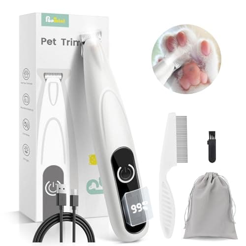 PAPMINI Dog Grooming Kit with LED Display, 35dB Ultra-Low Noise Dog Paw Trimmer, Cordless Hair Trimmer for Paws, Ears, Face, Rump with LED Light - Image 1
