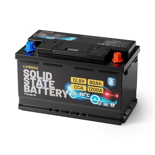Lipower Group 48 Car Battery, 1200A CCA Solid State Start Stop Car Battery, -30°C Start 12V 60Ah 768Wh 140RC AGM Replacement for 10-Years Lifespan, H6 L3 66L3 Automotive Battery - Image 1