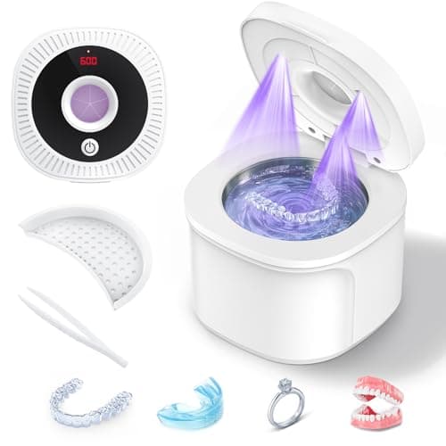 Ultrasonic Retainer Cleaner Machine, 45kHz Dental Cleaning Pod for Denture, Aligner, Nightguard, Mouth Guard, Toothbrush, Jewelry, with Digital Timer, 200ML & 4 Modes for All Dental Appliances - Image 1