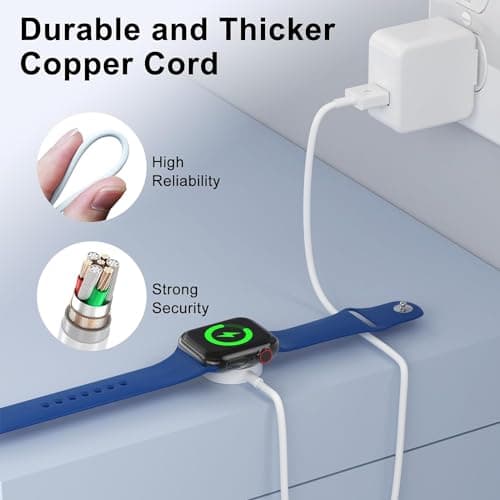 Amasuki 2Pack Upgraded for Apple Watch Charger USB Magnetic Wireless Fast iWatch Charger Portable Compatible with iWatch Ultra/Series 11/10/9/8/7/6/SE/SE2/5/4/3/2/1-[3.3FT] - Thumbnail 4