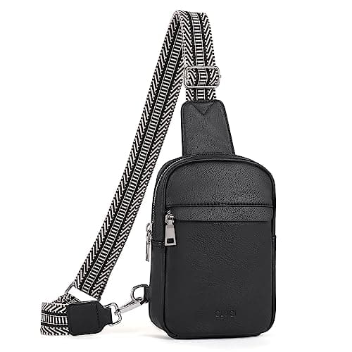 CLUCI Small Sling Bag for Women Crossbody Purse, Leather Fanny Packs with Guitar Strap, Cross Body Bag Women Black - Image 1