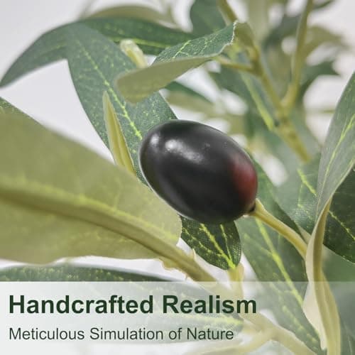 PUFFORO Faux Olive Tree, 5FT Artificial Olive Trees with Lifelike Olive Branches and Fruits, Fake Floor Plants with Pot for Indoor Home Office Living Room Outdoor Decor - Thumbnail 5