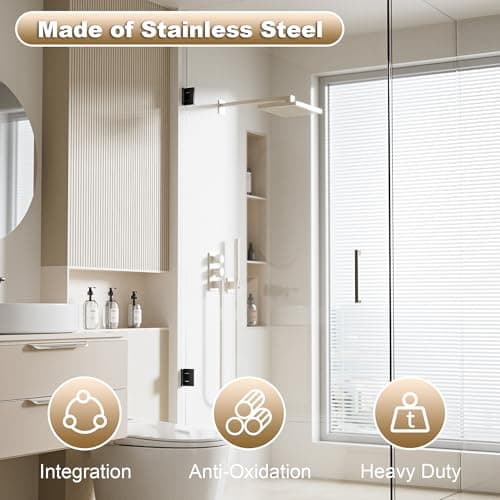 Alise Glass Shower Door Hinges, 90 Degree Hinges for Bathroom Doors,Heavy Duty Stainless Steel Cabinet Hinge Wall to Glass,Frameless Shower Doors Hardware Replacement Part,Black (1P) - Thumbnail 6
