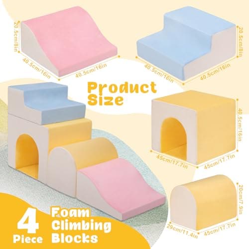 CAMELUS Large Climbing Toys for 1 Year Old, 4-Piece Toddler Climbing Toys Indoor, Soft Play Set Baby Foam Climbing Blocks for Toddlers, Climb Crawl Activity Play Set, Birthday - Thumbnail 3