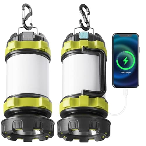 Alpswolf Camping Lantern Rechargeable, 4000mAh Camping Flashlight 6 Modes LED Lantern Portable Rechargeable Lanterns for Power Outage, Emergencies Light for Hiking, Green, 2 Packs - Image 1