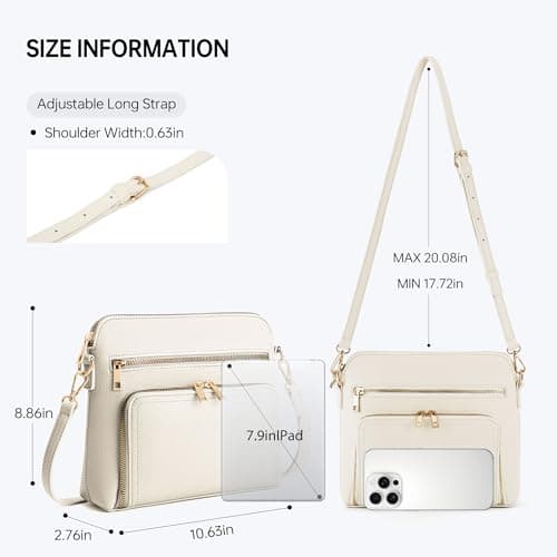Goinsound Crossbody Purse with Built in Wallet White Purses for Women Rfid Crossbody Bag - Thumbnail 3