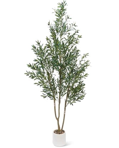 Sillaff Olive Tree 7FT Fake Tree Faux Plants Indoor with Pot Artificial Tree Nearly Natural Olive Branches and Fruits for Living Room Home Office Decorations - Image 1
