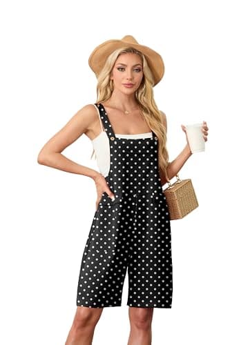 HiMONE Overalls For Women Shorts Loose Fit Women Summer Rompers Vacation Casual Wear (PD White Black-2XL) - Image 1