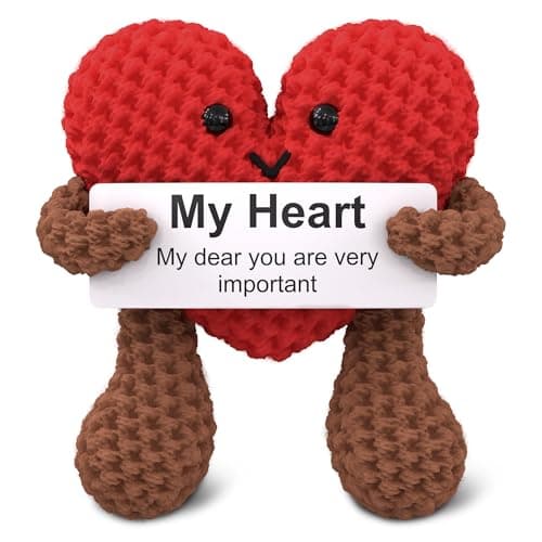 Heart Plush Valentines Day Gift for Her, Him - Crochet Plushies Stuffed Hearts Gift with Motivational Card | Crochet Heart Soft Knitted Encouragement Support Keepsake for Girlfriends, Womens, Wife - Image 1