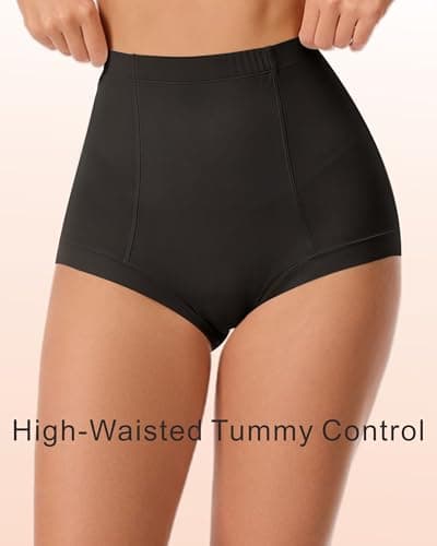 RanZZRan Women's High-Waisted Shaper Shorts Extra Firm Compression Tummy Control Butt Lifting Postpartum Body Shaper for Under Dress (US, Alpha, Large, Regular, Regular, Black+White+Nude) - Thumbnail 4