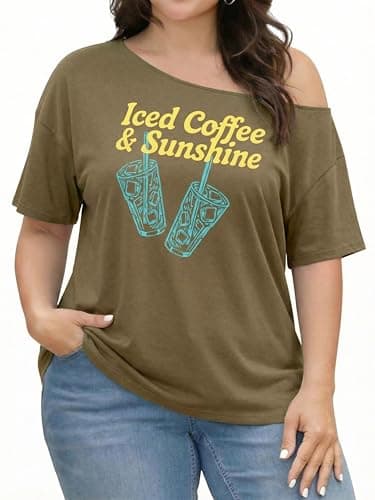 BLANCHES Plus Size Off The Shoulder Top for Women,Going Out Y2k Tops Outfits Cute Sexy Summer Oversized Fashion Casual Blouse Tunic - Image 1