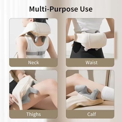 GrekoGadgetra Shoulder Massager, Portable Rechargeable 6D Shiatsu Neck and Shoulder Massager with Heat, Deep Tissue Back Massager for Pain Relief & Relaxation (Ivory White) - Thumbnail 4