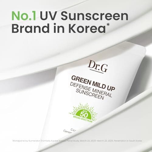Dr. G Green Mild Up Defense Mineral Sunscreen - SPF 50 Broad Spectrum Korean Sunscreen - Lightweight & Reef-Safe Mineral Formula - For Sensitive Skin - Non-Greasy - With Centella Asiatica - 1.69 fl oz - Thumbnail 2