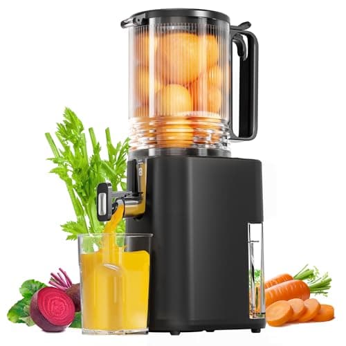 Cold Press Juicer, 5.5inch Wide Feed Chute Juicer Machine, Slow Masticating Juicer for Whole Vegetables & Fruits, Black - Image 1