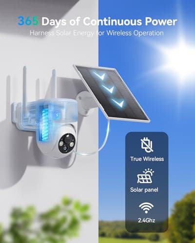 LIWAN Security Camera Wireless Outdoor, 2.4G WiFi Solar Security Cameras for Home Security, Surveillance Camera Outside, Solar Powered, 2K Color Night Vision, PIR Detection, 2-Way Talk - Thumbnail 2