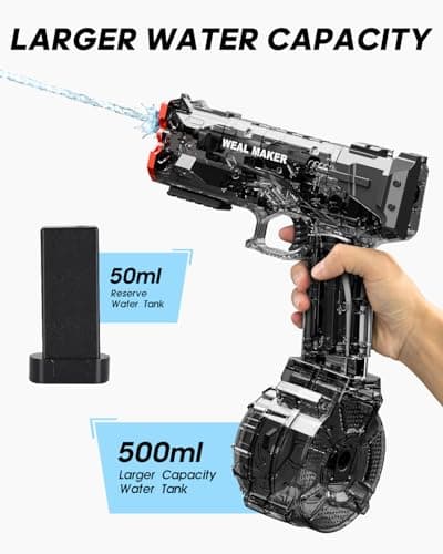 YTKIH Electric Water Gun for Adults&Kid,Transparent Automatic Squirt Guns High Powered IP67 Waterproof, Bodinator Classic Water Pistol Blaster Soaker for Summer - Thumbnail 3