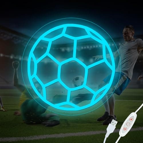 Soccer Neon Sign, Dimmable LED Neon Lights for Wall Decor, Football Neon Signs USB-Powered, Sports Neon Signs for Room Bedroom Decor Unique Gift for Teen Boys & Soccer Fans(Ice Blue) - Image 1