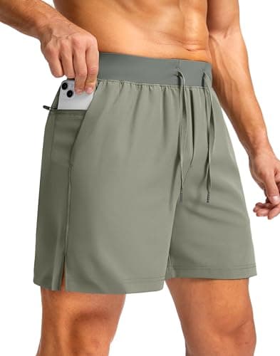 Men's Running Shorts with Zipper Pockets 5 Inch Lightweight Quick Dry Basketball Gym Workout Athletic Shorts for Men (Green Sage, M) - Image 1
