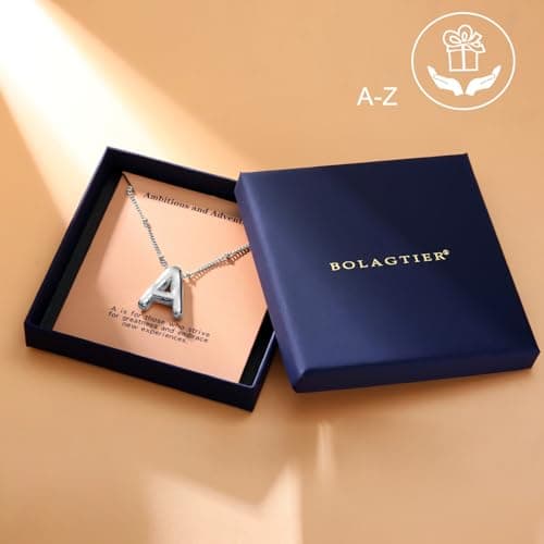 BOLAGTIER Bubble Letter Necklace Gold Plated Balloon Initial Chunky Bubble Alphabet Pendant Necklace Trendy Jewelry Gift for Women (O, Silver) - Thumbnail 6