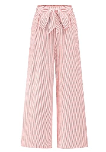 BTFBM Pants for Women 2026 Spring Clothes Striped High Waist Tie Knot Dressy Casual Wide Leg Palazzo Work Trousers Pants(Pink, XX-Large) - Image 1