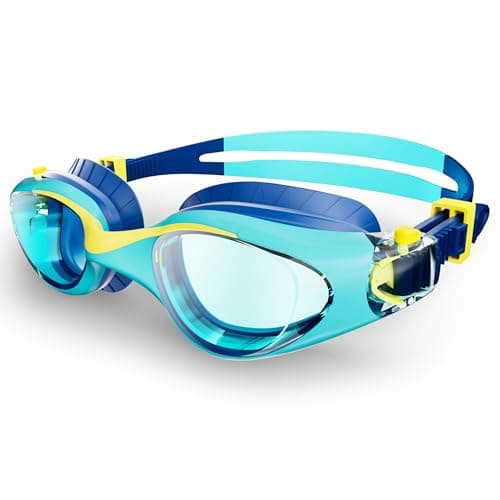 HIGAHY Swim Goggles for Kids 6-14, Anti-Fog UV Protection Clear Swimming Goggles, Leakproof Pool Swim Goggles for Boys Girls (Greenyellow - Green Lens) - Image 1