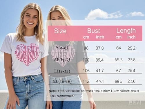 AiMgFUN Women's 2025 Summer Graphic T Shirts,Stylish Short Sleeve Tee, Printed Casual Top,Crew Neck Pink Heart White-XL - Thumbnail 6