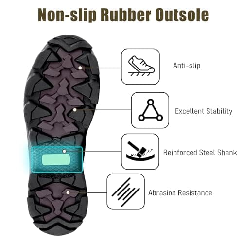 Trudave Rubber Boots for Men with Steel Shank, Waterproof Mid Calf Mens Rain Boots, 5.5mm Neoprene Insulated Mud Work Boots for Garde - Thumbnail 4