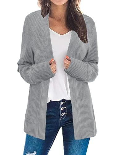 Bosmeer Cardigans for Women Trendy Long Sleeve Lightweight Sweaters Ladies Tops and Blouses Early Fall Fashion 2025 Grey X-Large - Image 1