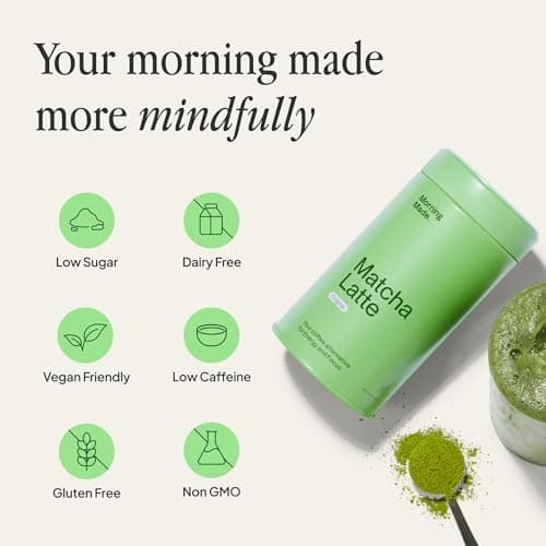 Morning Made 10.6 oz Original Ceremonial Grade Matcha Powder - 60 Servings, Sweetened, USDA Organic - Premium Japanese Green Tea in Resealable Tin - Rich in Antioxidants and Energy Boosting - Thumbnail 4