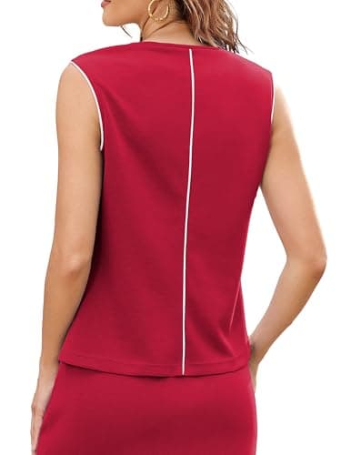 Casly Lamiit 2 Piece Skort Set for Women Casual Summer Tennis Set Short Skirt Dress with Shorts Country Concert Lounge Wear Striped Outfits Red S - Thumbnail 2