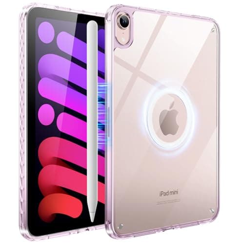 SANDUODD Case for iPad mini 7 (A17 pro) 2024/iPad mini 6 2021, Rugged Translucent Back Shell Full Corner Protective Case for 8.3 inch iPad mini 6/7, Compatible with Magsafe (ClearPink)