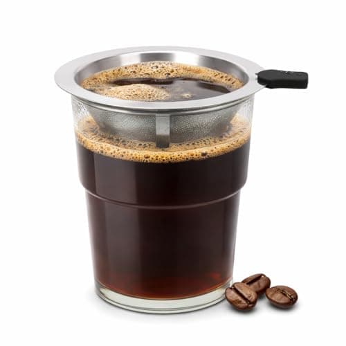 Single Serve Immersion Coffee Maker, Glass Pour Over Coffee Dripper with Reusable Stainless Steel Filter, Manual Coffee Brewer, Portable Coffee Maker for Home (Transparent color Classic Brewer) - Image 1