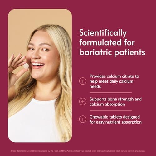 Bariatric Advantage Calcium Citrate Chewable 500 mg - for Bariatric Surgery Patients - High-Potency, Easy-Digest Tablets - Calcium Citrate - Bone Strength Supplements* - Chocolate - 90 Count - Thumbnail 2