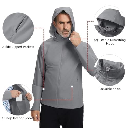 M MAELREG Men's Lightweight Golf Jacket Causal Windbreaker Zip Up Hoodie with Zipper Pockets for Hiking Outdoor - Thumbnail 4
