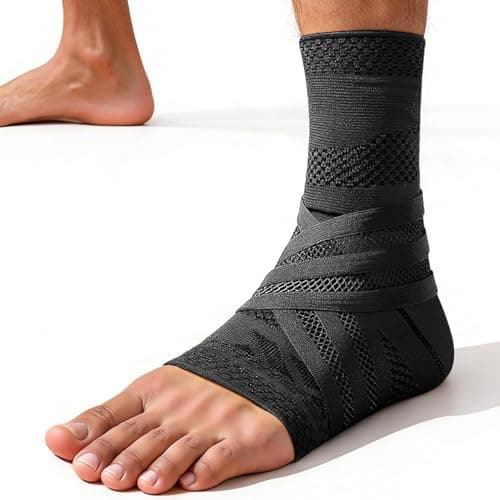 SOLOEVER Ankle Brace for Men & Women [X-Shaped Compression & Breathable Mesh] Adjustable Ankle Compression Sleeve With 2 Gel Pads,Ankle wrap for Plantar Fasciitis Relief, Achilles Tendonitis, Swelling, Pain Relief & Injury Recover - Image 1