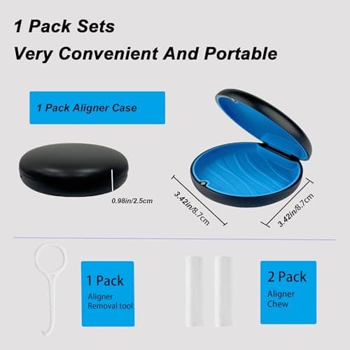 ACSKD Aligner Case, Slim Retainer Box for Travel, Retainer Case Compatible with Invisalign Aligners, Brace Storage Box with Aligner Removal Tool and Chew,Black - Thumbnail 2