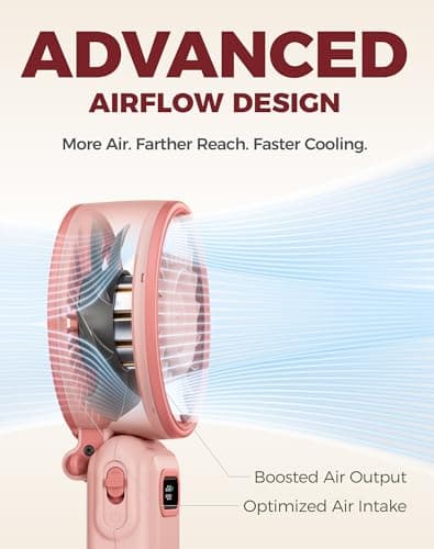 Diveblues Portable Turbo Fan, 100 Speed Handheld Fan with Strong Airflow, Foldable 4 in 1 Personal Fan for Neck, Desk & Travel, USB-C Rechargeable, Lightweight for Summer, Concerts & Outdoor Use - Thumbnail 3