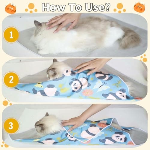 21.7" Cat Wrap for Grooming-Premium Cat Grooming Wrap Cat Restraint for Nail Clipping, Self-Adherent Soft Cat Blanket to Wrap Cat Anti-Scratch Anti-Escape Grooming Bag (Blue, L(Within 9lbs)) - Thumbnail 6