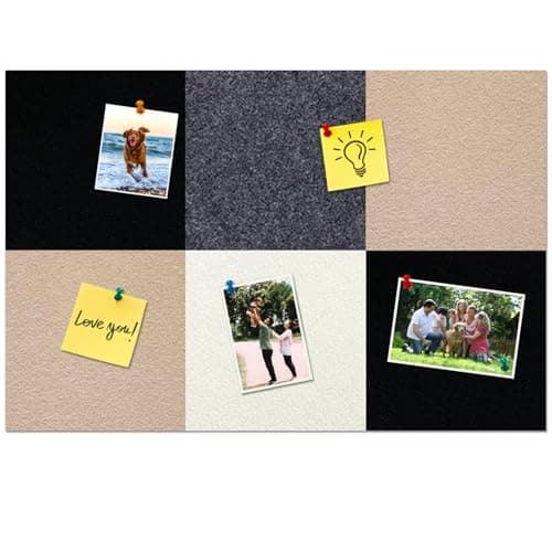 HULAVO Square Felt Cork Bulletin Board Tiles, Self Adhesive DIY Felt Pin Board for Wall 30" x 20" with 35 Pushpins for Office School Home Wall Decor Stickers Memos Photos Display (Gradual Grey& Camel)