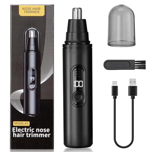 SUERBEATY Nose Hair Trimmer for Men Rechargeable, Electric Nose and Ear Hair Trimmer, Professional Nose Clipper, LED Display, Waterproof, Portable Travel Size, Painless, Black - Image 1