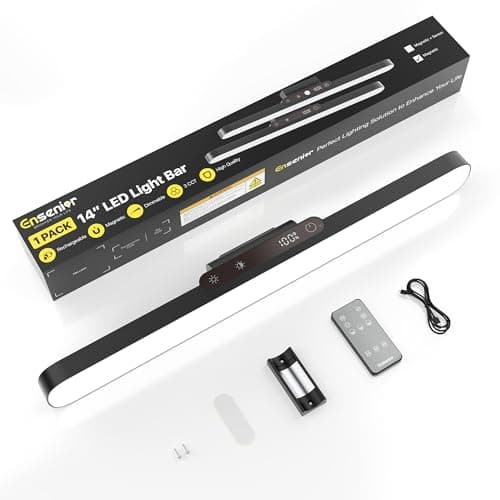 Under Cabinet Lights Wireless, Remote Control Rechargeable Light Bar with Timer, Magnetic LED Battery Operated Lights with Digital Display, Dimmable Touch Stick on Lights for Kitchen, Mirror 2500mAh - Image 1